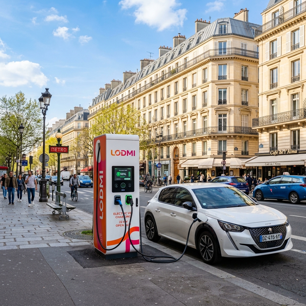 Borne de recharge installée sur la voie publique